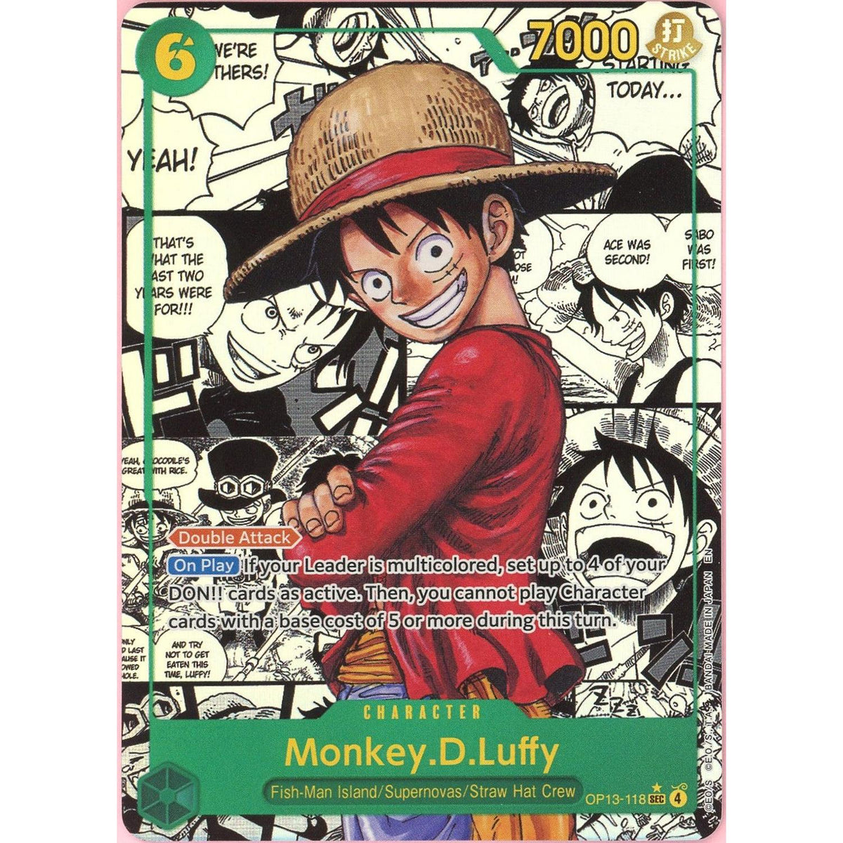 One Piece Single: Monkey D. Luffy Manga Op13-118 Carrying On His Will (2025) Nm