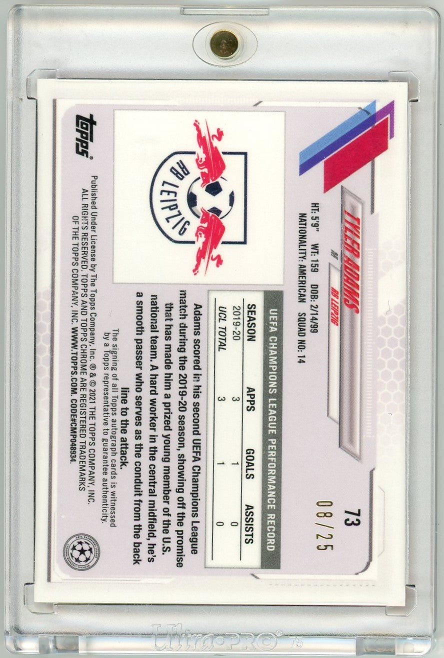 Tyler Adams 2021 Topps Chrome Ucl Steve Aoki Edition Autographs Orange #'D 08/25