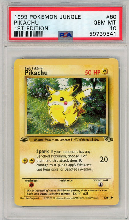 Pikachu 1999 Pokemon Jungle 1st Edition non holo #60/64 PSA 10