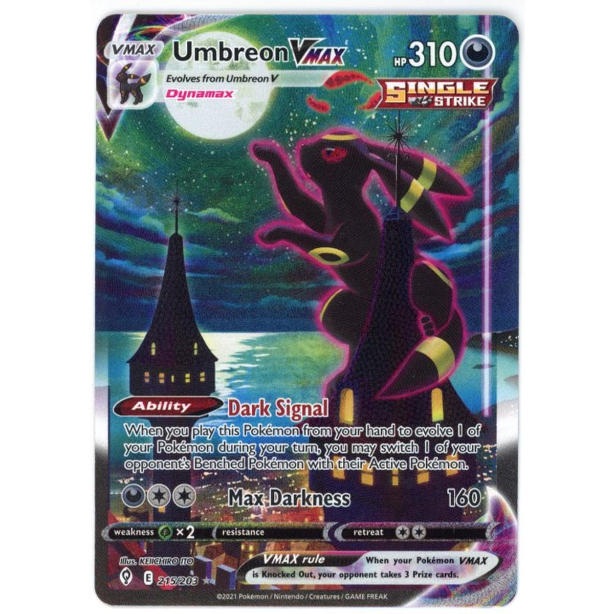 Pokemon Singles: Umbreon Vmax 215/203 Alt Sr