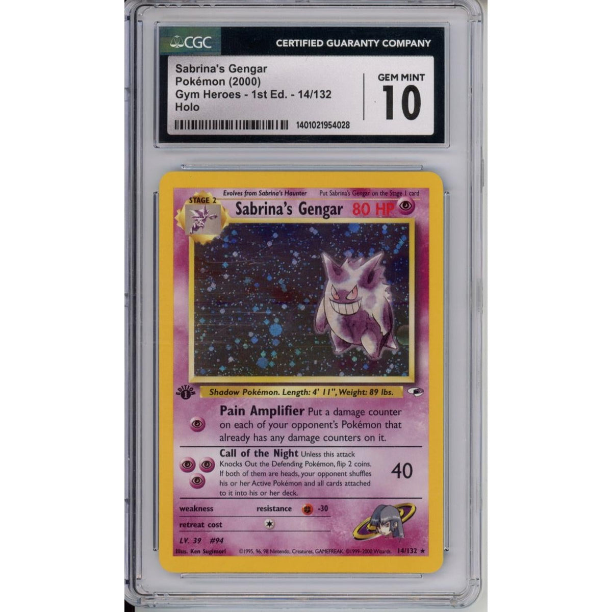 Pokemon Graded: 1St Edition Sabrina's Gengar CGC 10