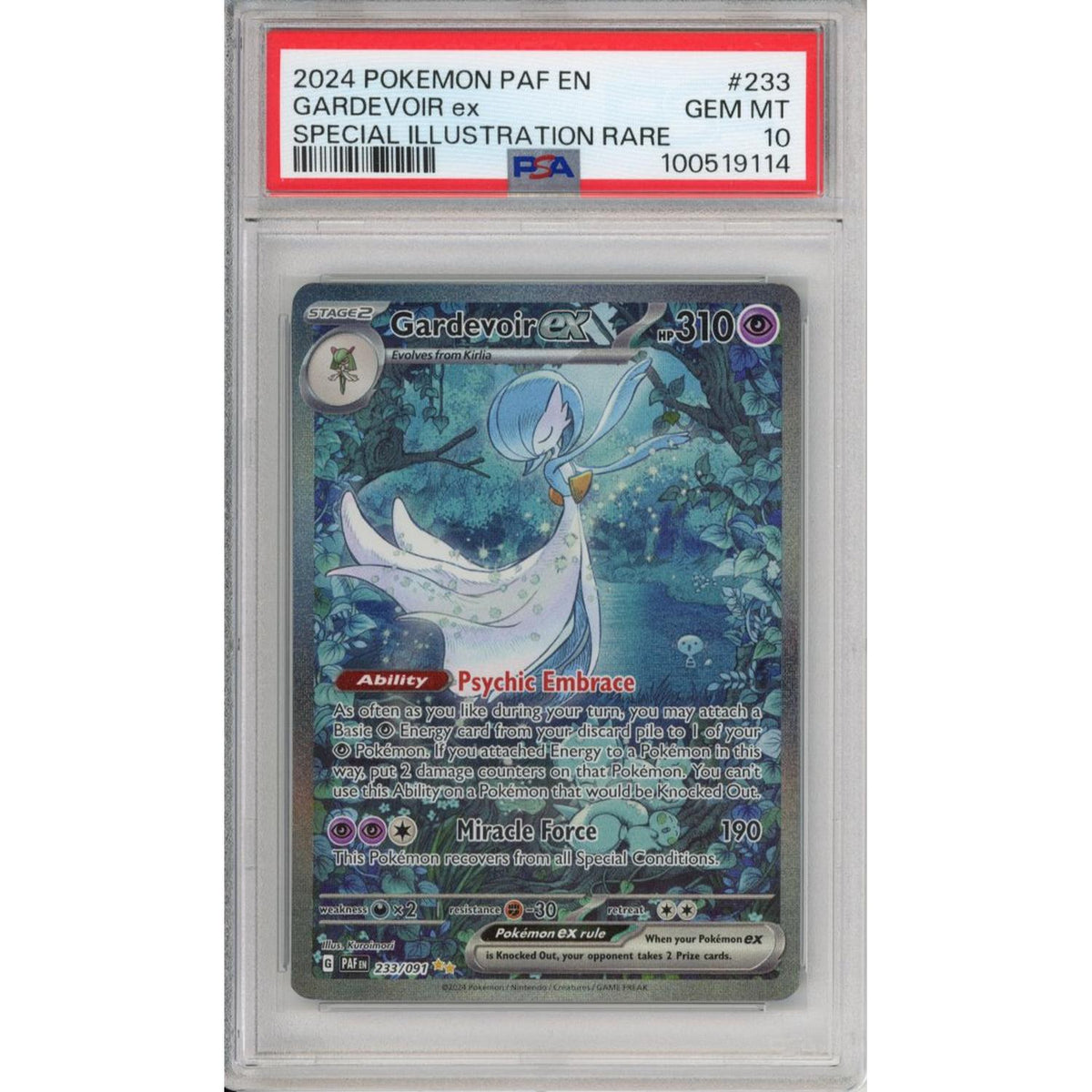 Pokemon Graded: Gardevoir Ex 233/91 Paldean Fates (2024) Sir Holo PSA 10