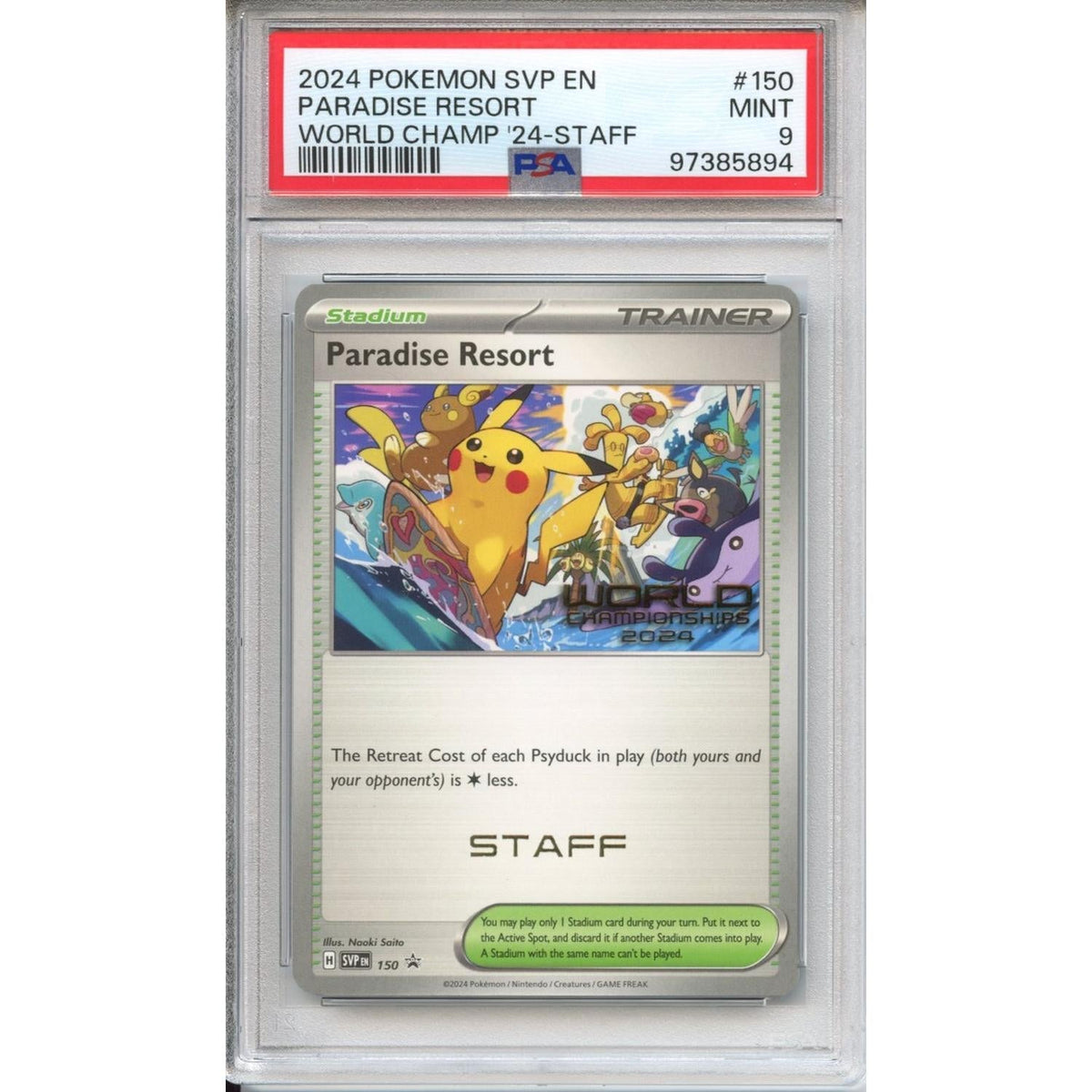 Pokemon Graded: Paradise Resort #150 World Championships 2024 Staff Promo PSA 9