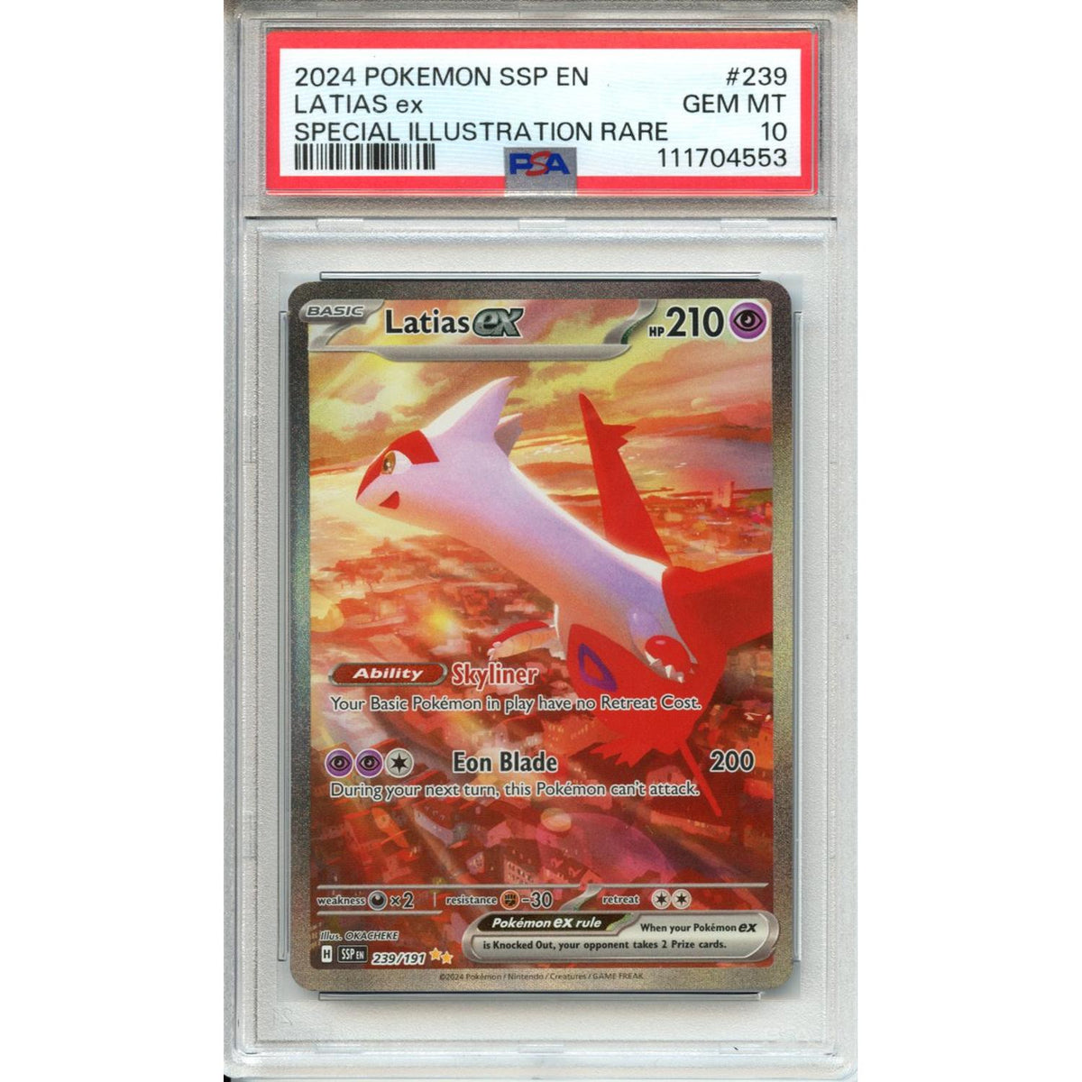 Pokemon Graded: Latias Ex 239/191 Surging Sparks (2024) Holo Sir PSA 10