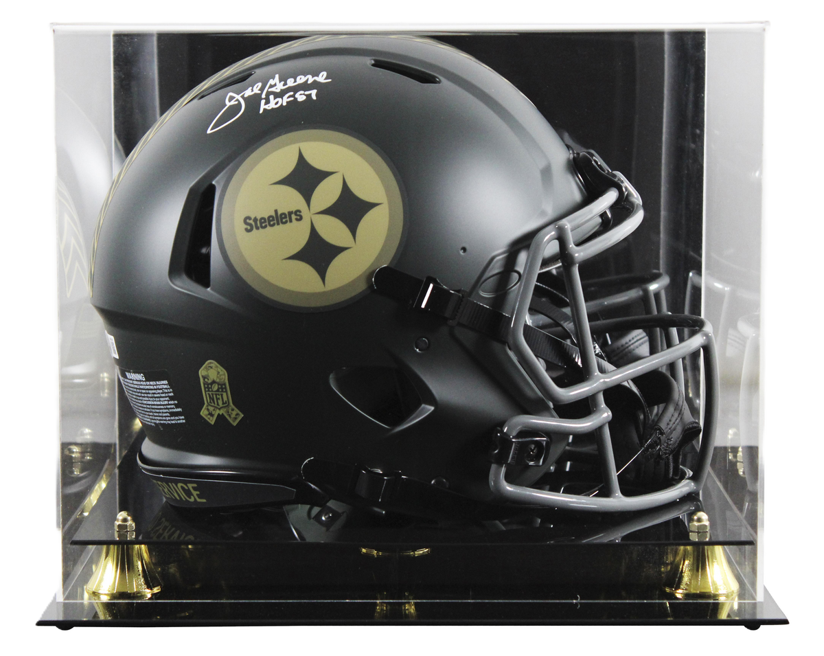 Mean Joe Green (Hof) Signed Pittsburgh Steelers Full-Size Authentic On-Field Salute To Service Speed Helmet (Beckett) W/ Case