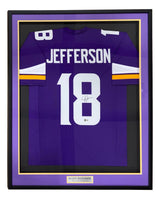 Justin Jefferson Minnesota Signed Framed Purple Football Jersey BAS