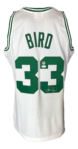 Larry Bird Signed Celtics White M&N Hardwood Classics Swingman Jersey JSA