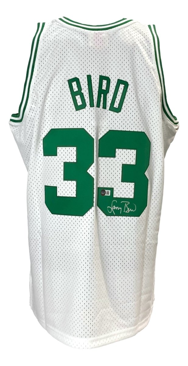 Larry Bird Signed Celtics White M&N Hardwood Classics Swingman Jersey BAS ITP