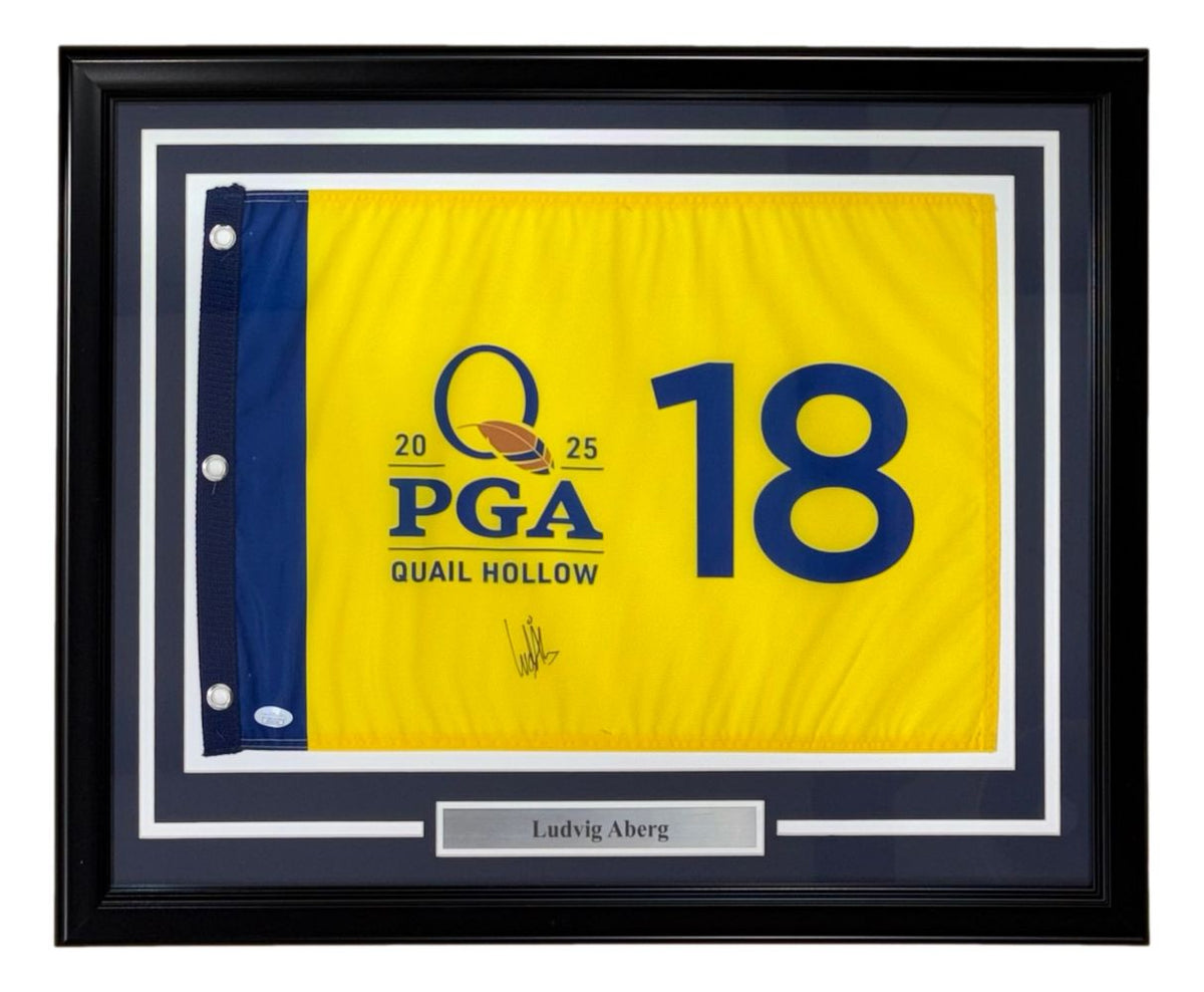 Ludvig Aberg Signed Framed 2025 PGA Championship Golf Flag JSA