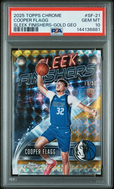 Cooper Flagg 2025 Topps Chrome Sleek Finishers Rookie Gold Geometric #'D 19/50 PSA 10