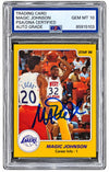 Magic Johnson Signed On Card 1986 Star #6 Lakers Trading Card PSA/DNA Gem MT 10