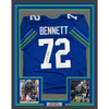 Framed Autographed/Signed Michael Bennett 35x39 Seattle Blue Retro Football Jersey JSA COA
