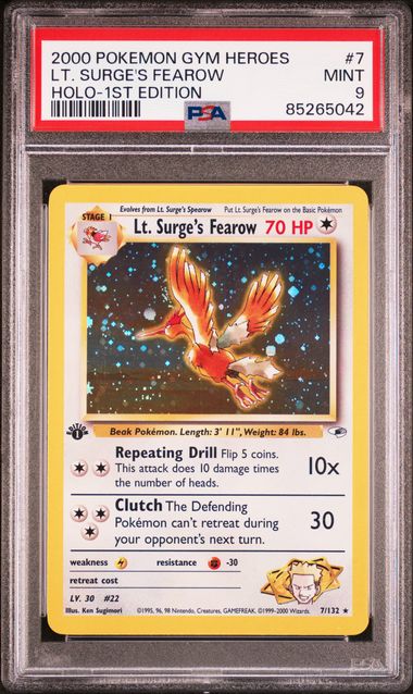 Lt. Surge's Fearow 2000 Pokemon Gym Challenge 1St Edition Holo #7/132 PSA 9