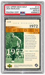 Jack Nicklaus Signed 2001 Upper Deck Golf #115 Trading Card PSA/DNA Auto 8