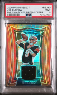 2020 Panini Select - Joe Burrow Rs-Jbo - Rookie Swatches Copper /49 - PSA 9