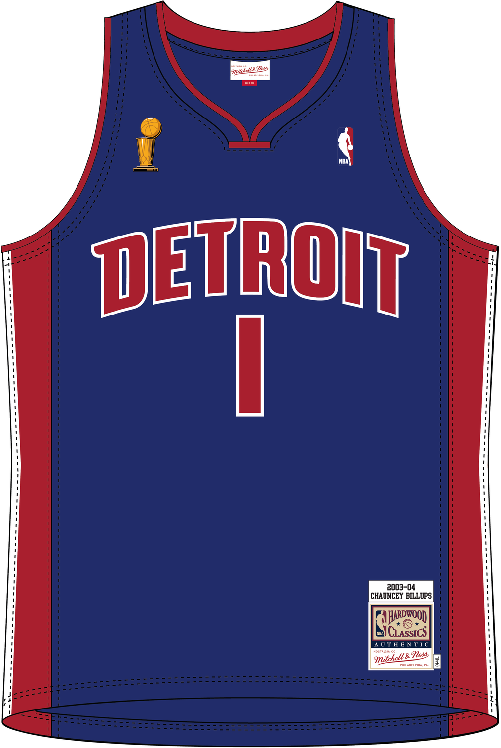 Mitchell & Ness Chauncey Billups Detroit Pistons 2003 Royal Dark Finals Jersey