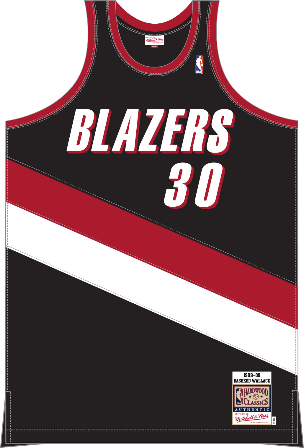 Mitchell & Ness Rasheed Wallace Portland Trail Blazers 1999 Black Authentic Road Jersey