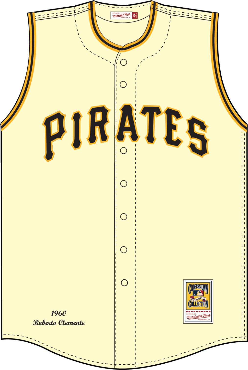 Mitchell & Ness Roberto Clemente Pittsburgh Pirates 1960 Cream Vest