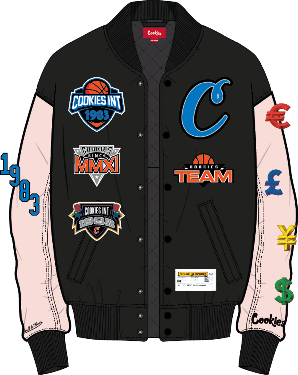 Mitchell & Ness Black M&N x Cookies Varsity Jacket