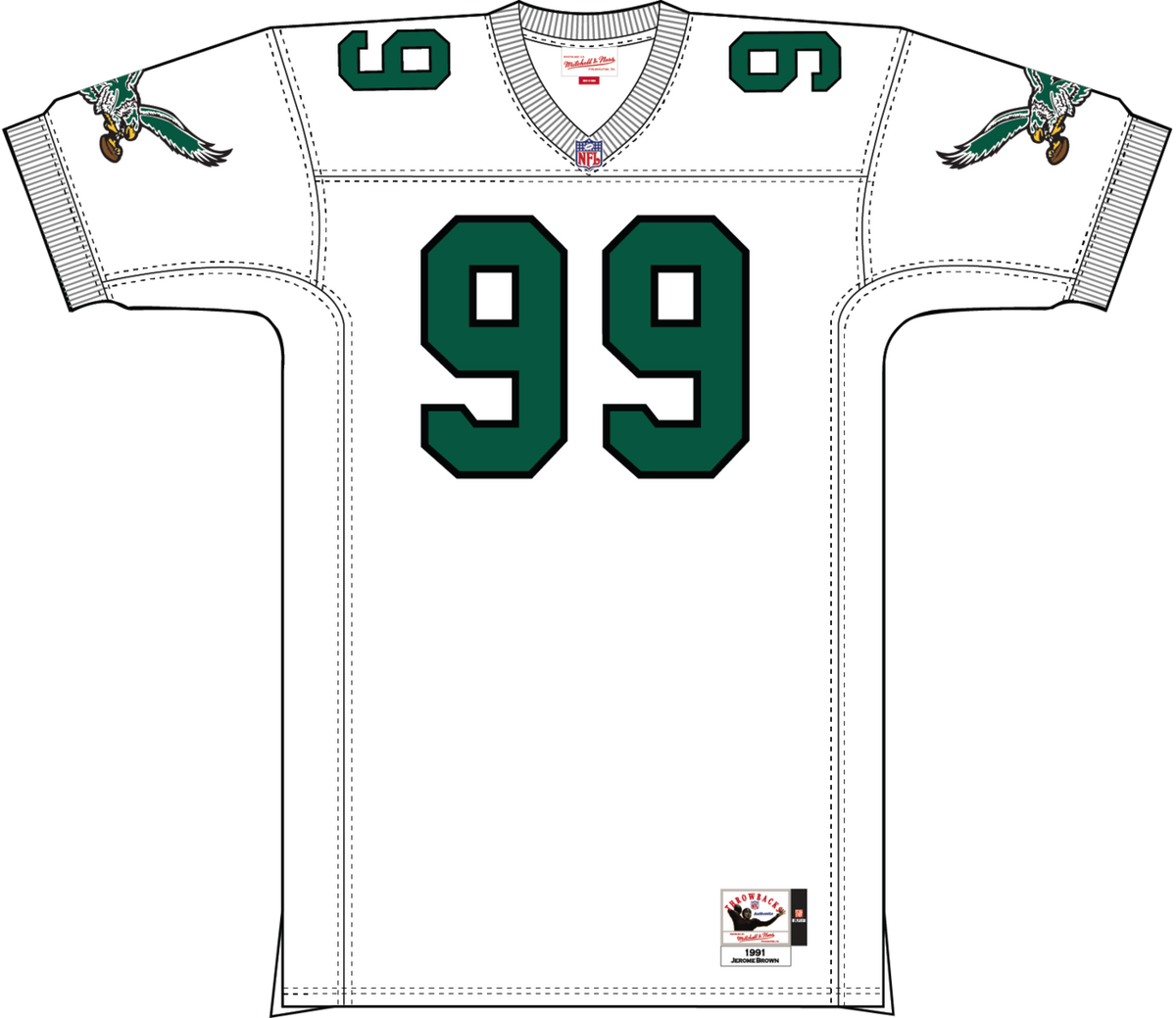 Mitchell & Ness Jerome Brown Philadelphia Eagles 1991 White Authentic Jersey