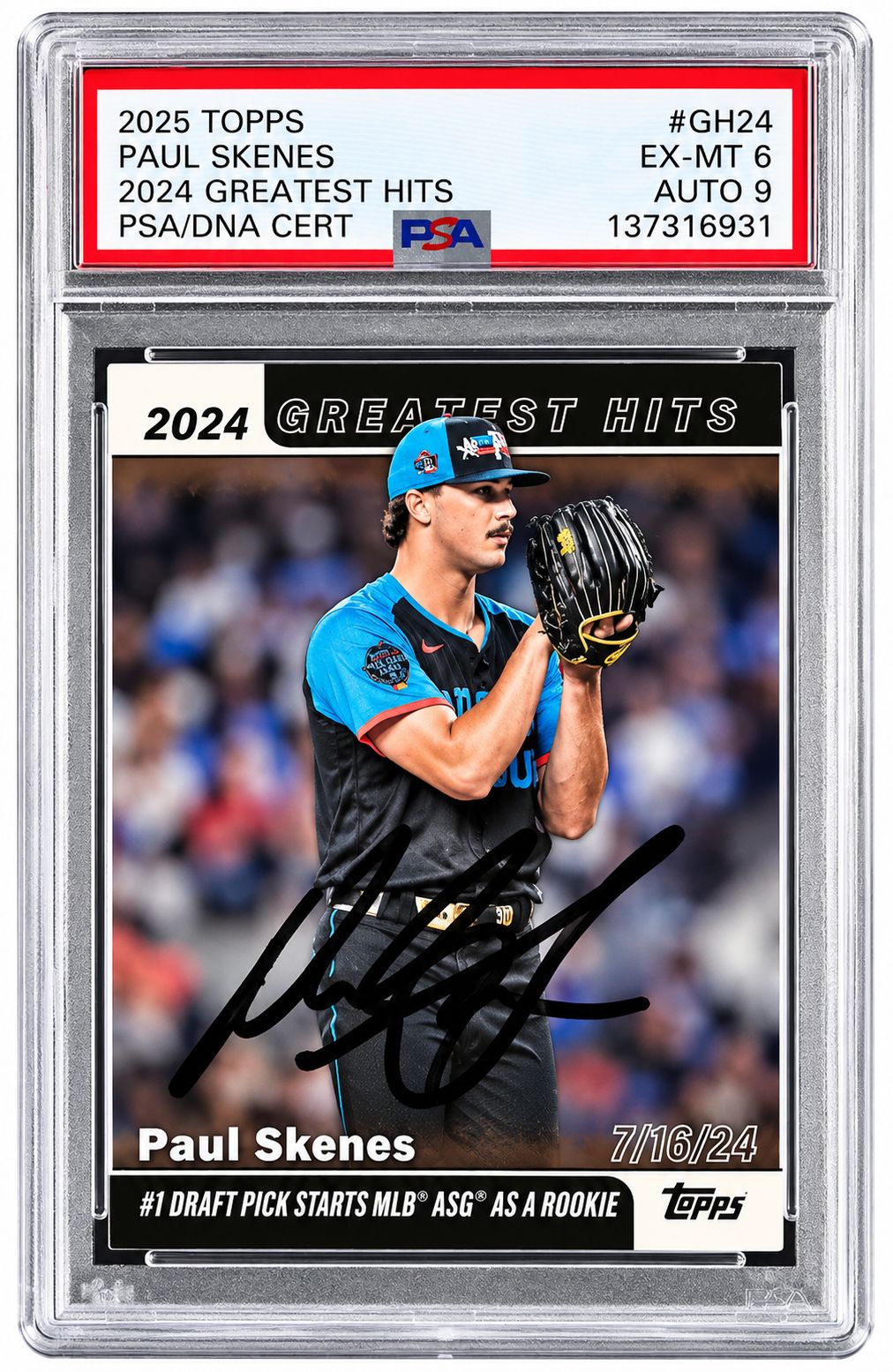 2025 Topps Greatest Hits #GH24 Paul Skenes Trading Card PSA Good 6 Auto 9