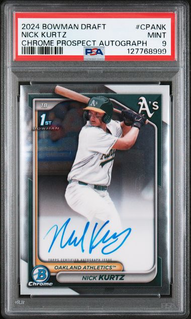 Nick Kurtz 2024 Bowman Draft 1St Bowman Chrome Prospect Autograph PSA 9