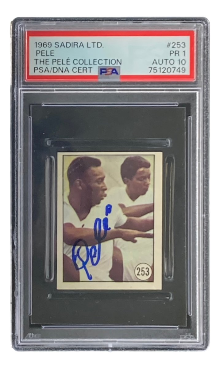 Pele Signed 1969 Sadira Ltd #253 Trading Card PSA/DNA PR1 Auto 10