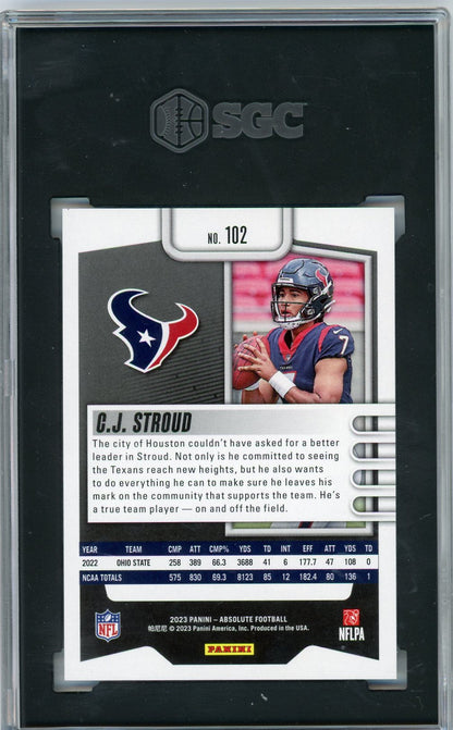 Cj Stroud 2023 Panini Absolute Blue Diamond Rookie Card #'D 197/199 Sgc 10
