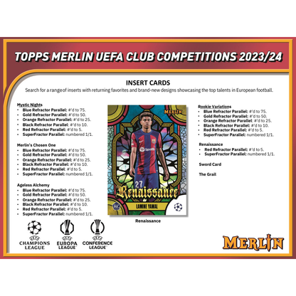 2023/24 Topps Uefa Club Competitions Merlin Chrome Soccer Hobby Box
