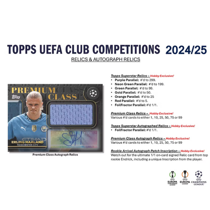 2024/25 Topps Uefa Club Competitions Soccer Hobby Box