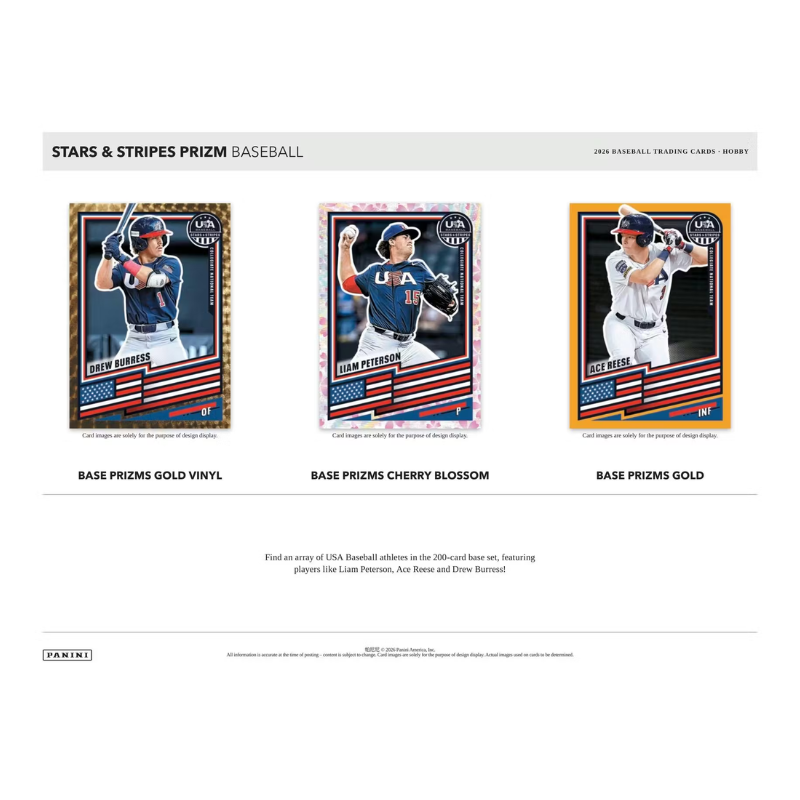 2026 Panini Usa Stars & Stripes Prizm Baseball Hobby Box