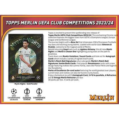 2023/24 Topps Uefa Club Competitions Merlin Chrome Soccer Hobby Box
