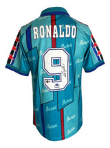 Ronaldo Signed Barcelona Blue Kappa Soccer Jersey BAS