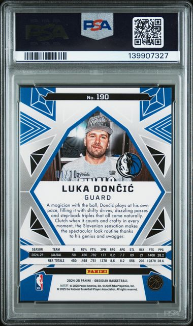 Luka Doncic 2024 Panini Obsidian Electric Etch Gold Flood #'D 01/10 PSA 9
