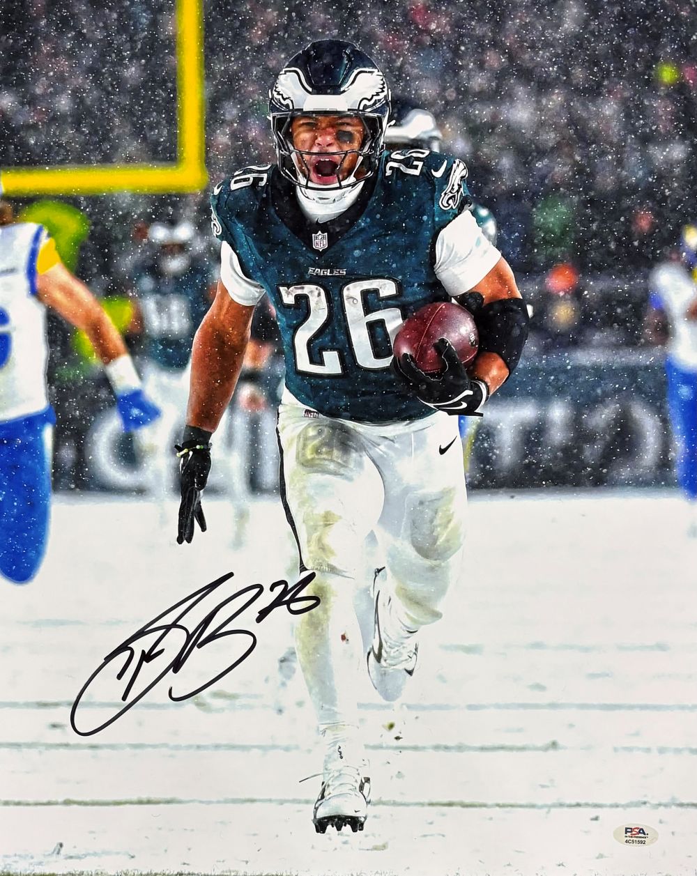 Saquon Barkley Signed 16x20 Eagles Snow Game vs Rams Photo PSA/DNA ITP