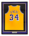 Shaquille O'Neal Los Angeles Signed Framed Yellow Basketball Jersey BAS ITP