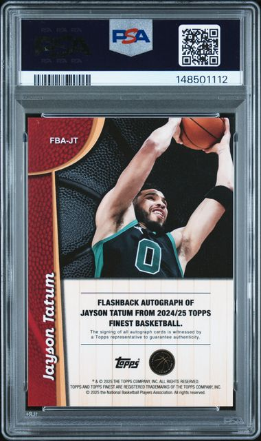 2024 Topps Finest Flashback Autographs - Jayson Tatum Black Refractor 06/25 PSA 10