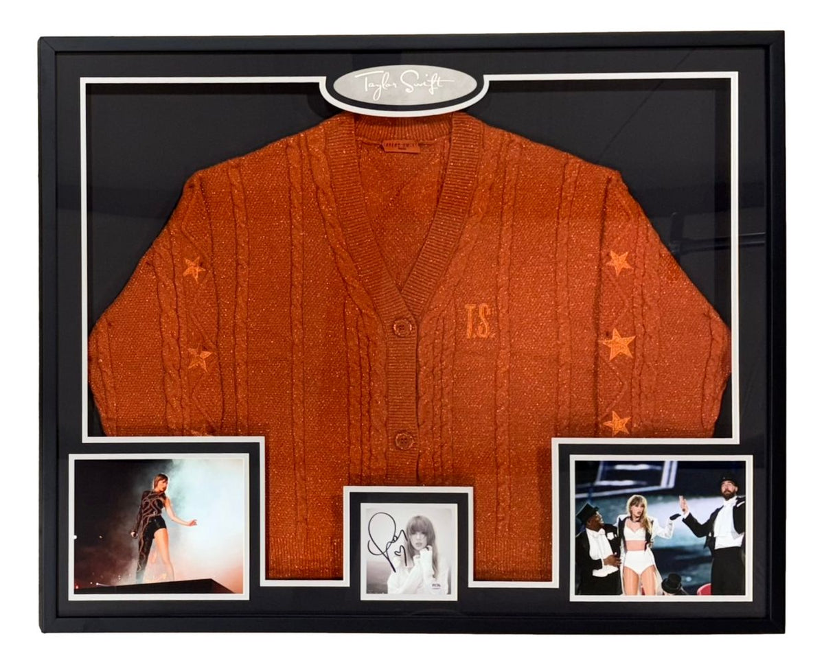 Taylor Swift Signed Framed Life Of Showgirl Cardigan Sweater w/ Signed Insert PSA/DNA