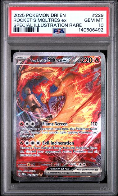 Team Rocket's Moltres Ex - 229/182 - Destined Rivals- 2025 Pokemon - PSA 10