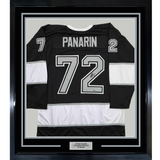 Framed Facsimile Autographed Artemi Panarin 35x39 Los Angeles Black Reprint Laser Auto Hockey Jersey