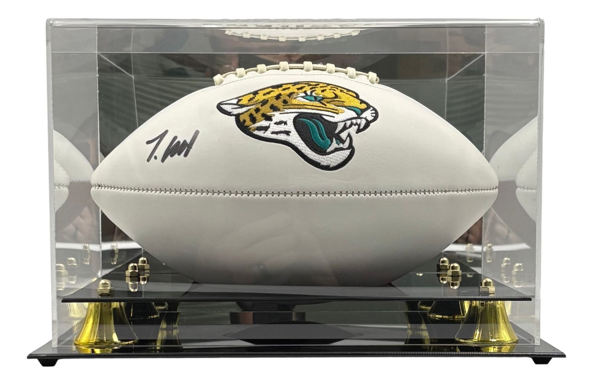 Travis Hunter Signed Jacksonville Jaguars Logo Football BAS w/ Case