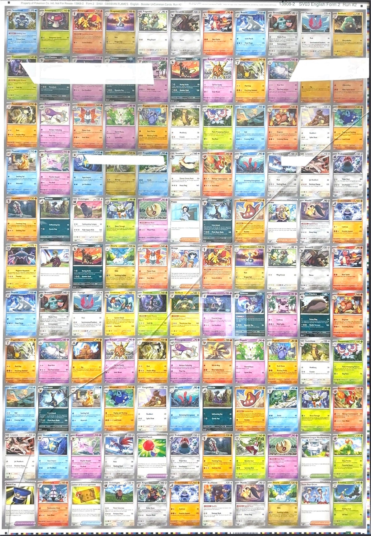 Uncut Sheet Obsidian Flames Uncommon Card 2023 Non Foil Cards
