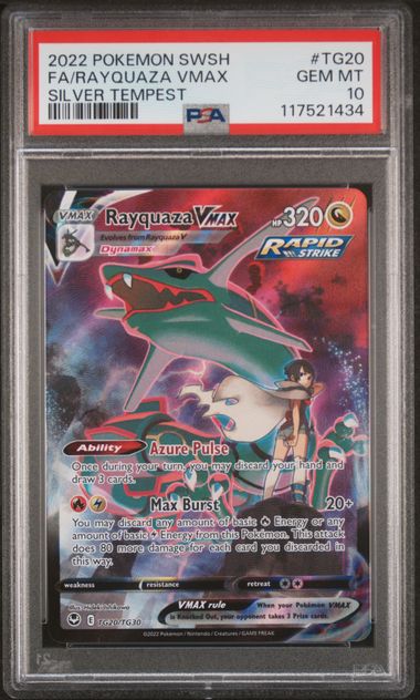 Rayquaza Vmax Pokemon Silver Tempest Ultra Rare #Tg20/Tg30 PSA 10