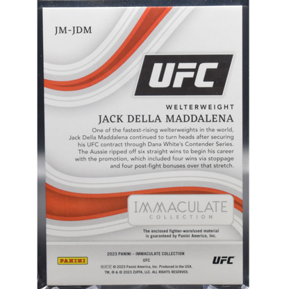 2023 Panini Immaculate UFC - Jack Della Maddalena Jm-Jdm - Jumbo Mem Shorts /9