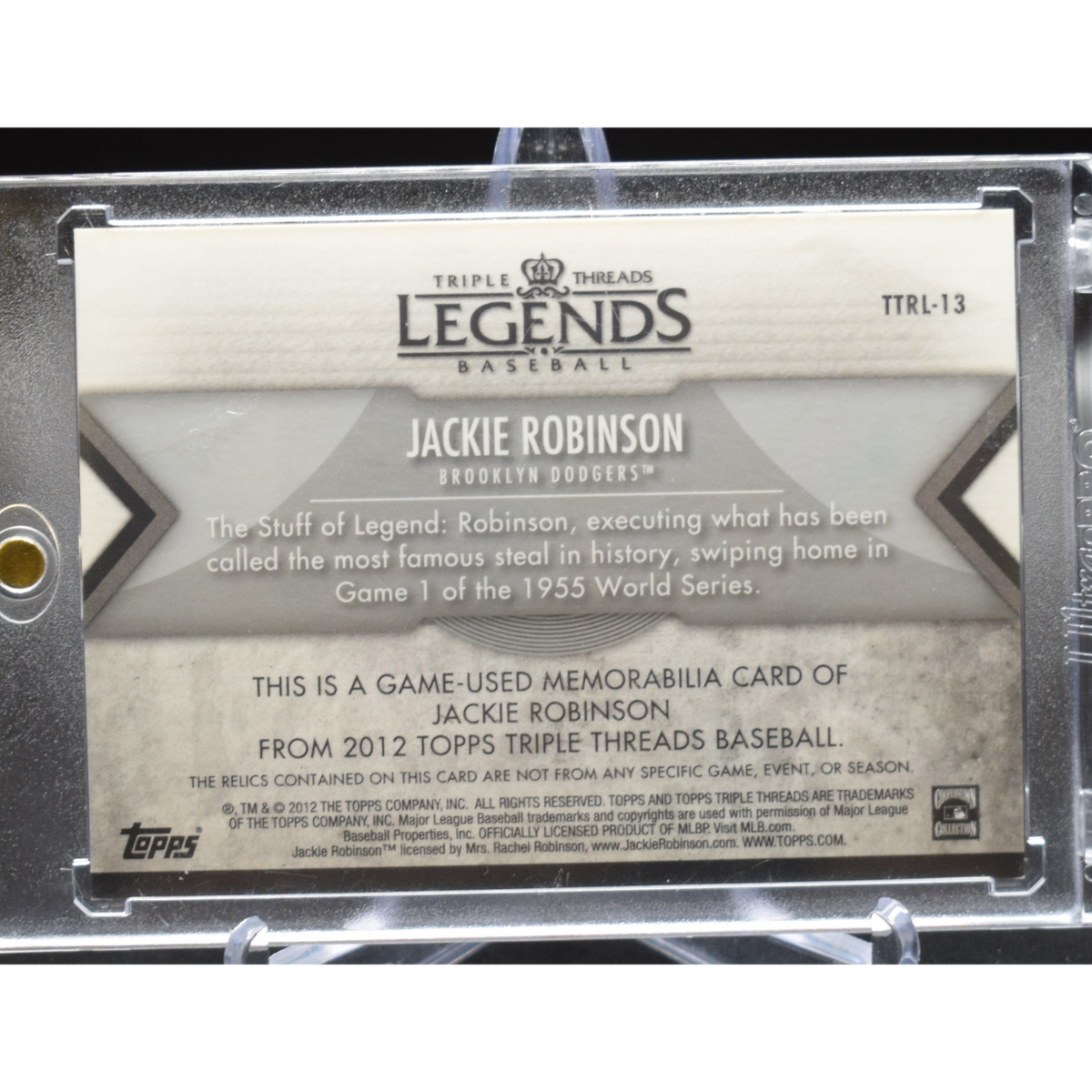 2012 Topps Triple Threads Baseball - Jackie Robinson Ttrl-13 - Legends Mem 21/36