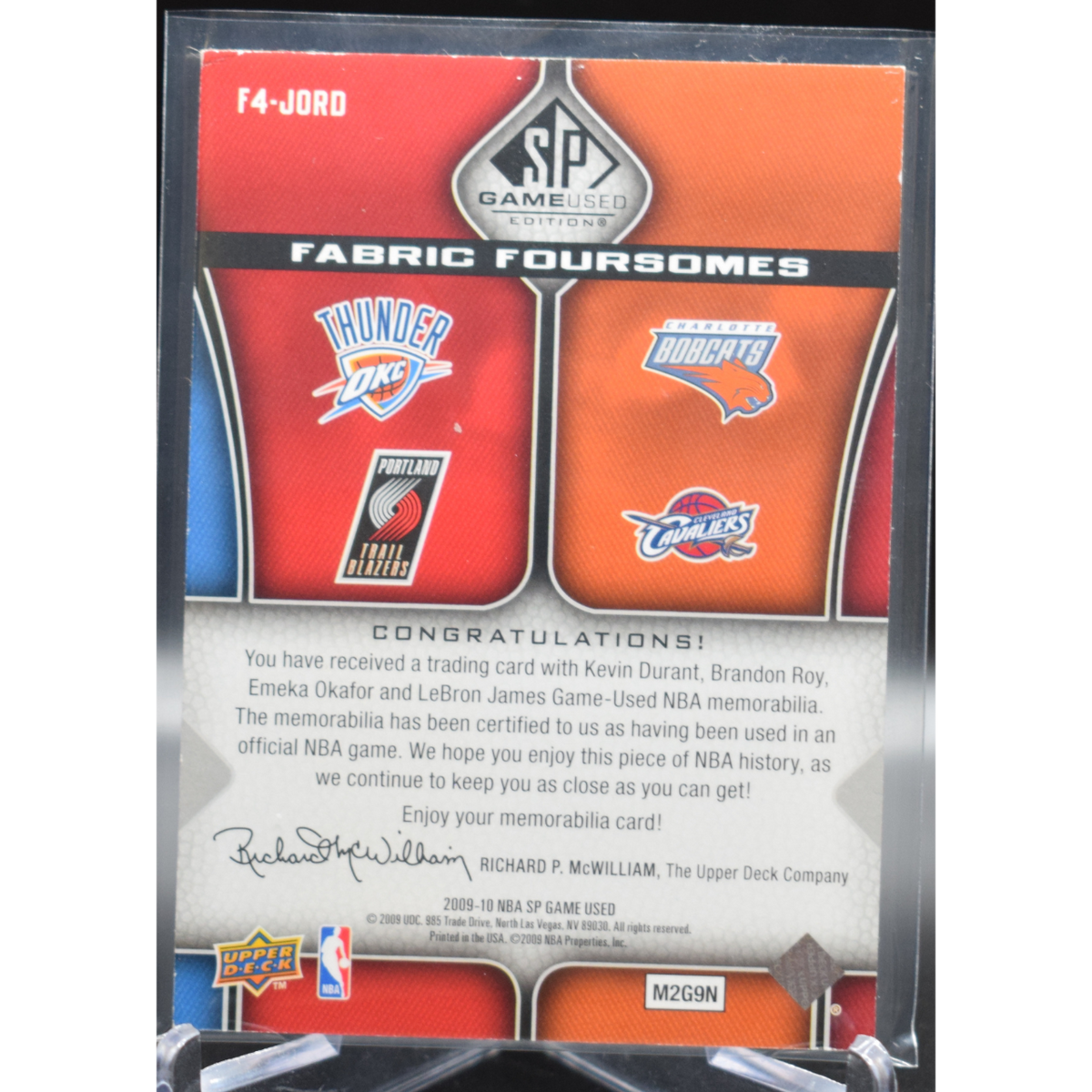 2009-10 Upper Deck Sp Games Used Basketball - Kevin Durant Brandon Roy Emeka Okafor Lebron James F4 Jord - Fabric Foursomes /125