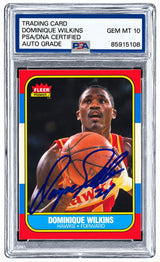 Dominique Wilkins Signed 1986 Fleer #121 Hawks Rookie Card PSA/DNA Auto 10
