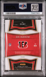 2020 Panini Select - Joe Burrow Rs-Jbo - Rookie Swatches Copper /49 - PSA 9