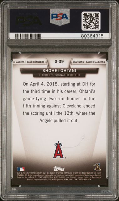 Shohei Ohtani 2018 Topps Update #S-39 Rc PSA 9